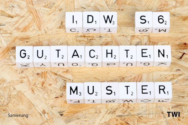 idw-s6-gutachten-muster Nachfolgende Worte "IDW S6 Gutachten Muster mit Buchstabenwürfel geschrieben.